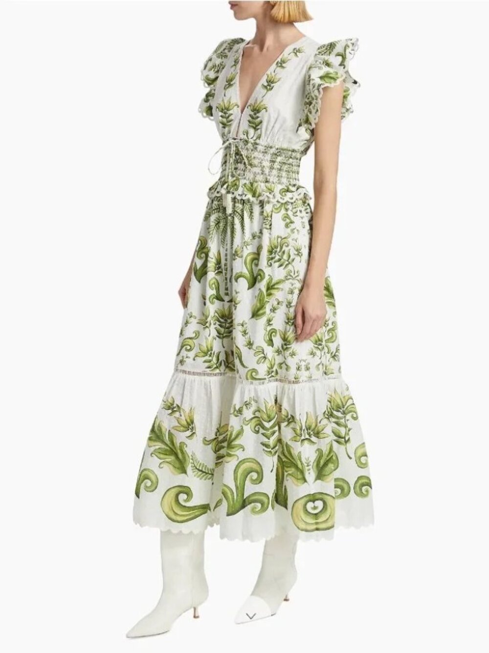 Farm Rio Milani Flutter Sleeve Floral Print Maxi Dress Size Large - Picture 1 of 10